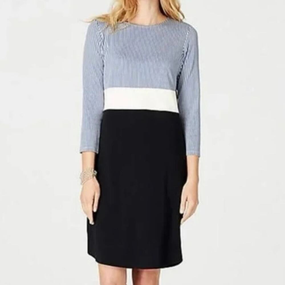 J Jill striped color block shift dress size small
